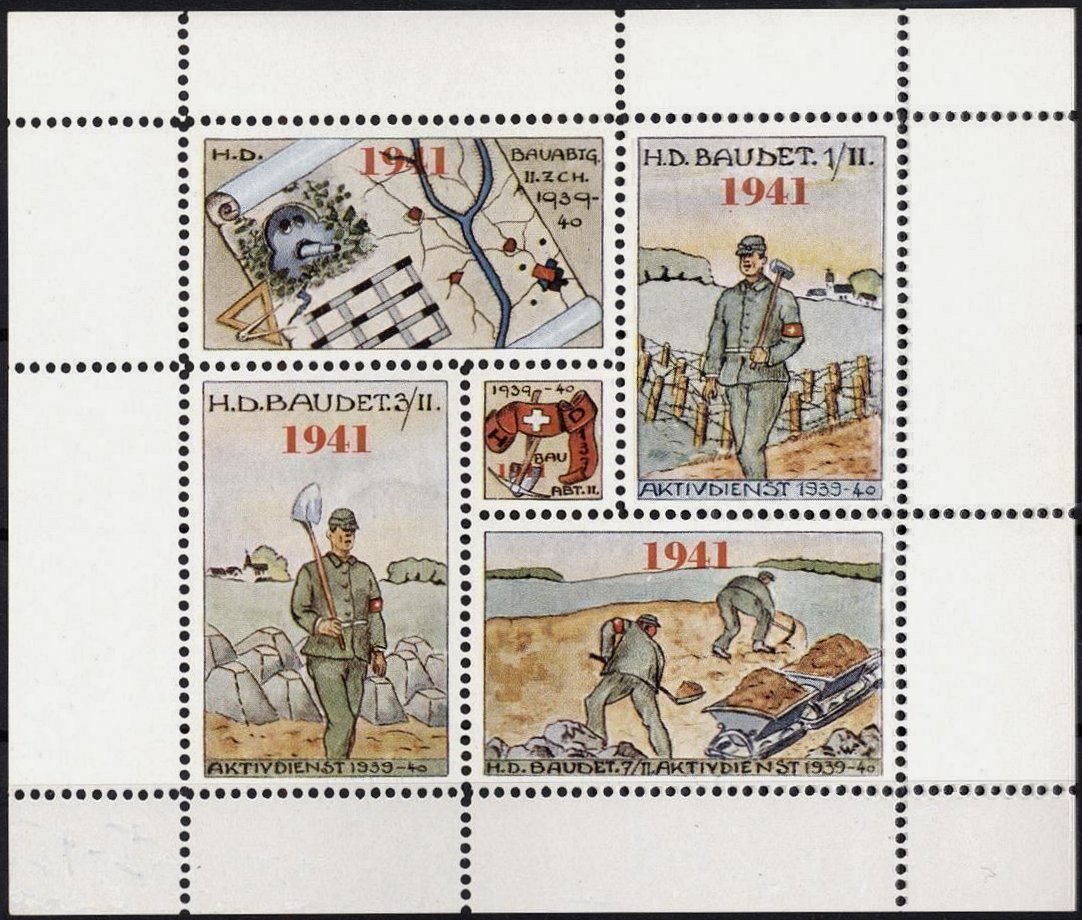 Schweiz Suisse Switzerland Soldatenmarken Eisenbahn Soldier Stamps Railway Baudienst Hilfdienst Baudet.7/11
